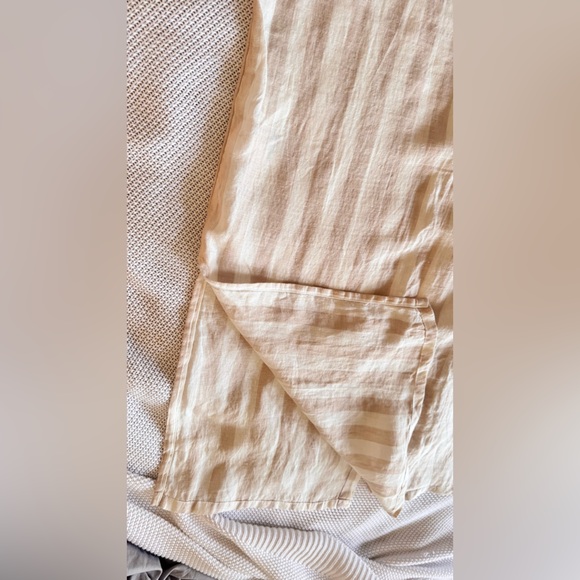 H&M Beige Striped Linen Shirtdress Maxi Dress Button Up Shirt Dress - Picture 7 of 13